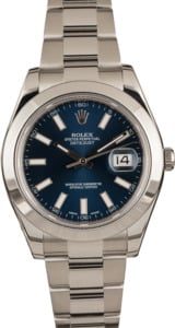 Pre Owned Rolex Datejust 116300 Blue Luminous Index Dial