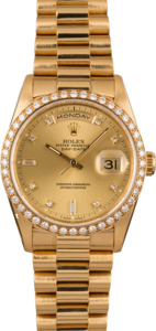 Pre-Owned Rolex President 18348 Diamond Dial & Bezel