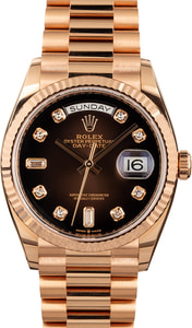 Rolex Day-Date 36 Brown Ombre Dial 128235 18k Everose Gold