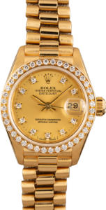 Ladies Rolex President 69178 Champagne Diamond Dial