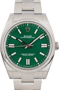 Pre-owned Rolex Oyster Perpetual Ref 124300 Green