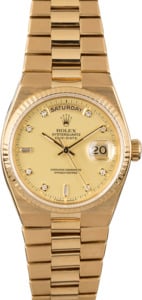 Rolex OysterQuartz Day-Date 19018 Yellow Gold Integral Bracelet