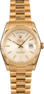 Rolex President Gold Day-Date 118238 Silver Tapestry Dial