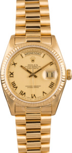 Pre Owned Rolex President 18038 Champagne Roman