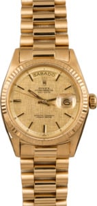 Pre Owned Rolex President Day-Date 1803 Linen Dial