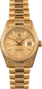 Pre-Owned Rolex President 18038 Champagne Tapestry Dial