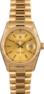 Pre-Owned Rolex President 18038 Champagne Tritium Dial 36MM