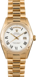 Used Rolex President 1810 White Roman Buckley Dial
