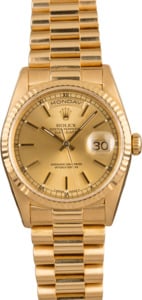 Pre-Owned Rolex 36MM President 18238 Champagne Dial