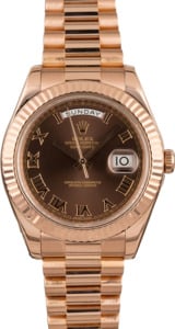 Rolex Day-Date 218235 Everose Gold President Chocolate Dial