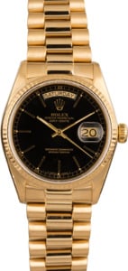 Pre-Owned Rolex President 18038 Index Black Dial