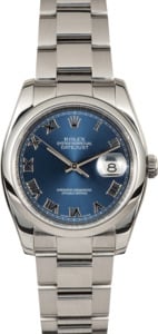 Rolex Stainless Datejust 116200 Blue Roman