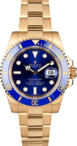 Rolex 18K Gold Submariner 116618 Blue Dial