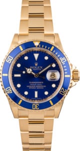 Used Rolex Submariner 16618 Yellow Gold Oyster Band