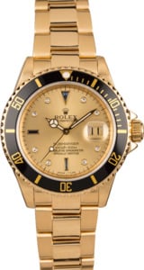 Pre Owned Rolex Submariner 16618 Champagne Serti Dial