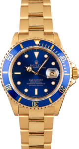 Rolex Submariner 16618 Blue Dial Yellow Gold Oyster