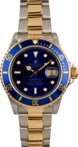 Rolex Two Tone Submariner 16803 Blue Dial