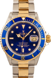 Submariner Rolex Blue 16613 Steel & Gold