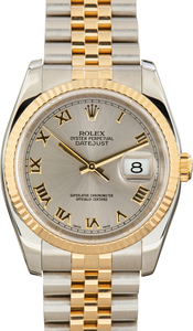 Pre-Owned Two Tone Rolex Datejust 36 116233 Slate Roman Dial