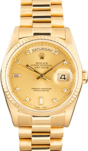Pre-Owned Rolex Day-Date 36 President Ref 18238 Diamond Dial