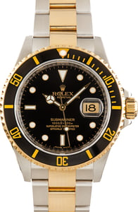 Pre-Owned Rolex Submariner 16613T No Holes Case Black Dial
