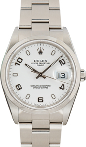 Used Pre-owned Rolex Date Ref 15200 White Arabic Dial