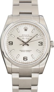 Factory Stickered Rolex Air-King Ref 114200 Silver Arabic Dial