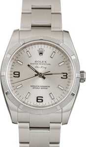 Pre-Owned Rolex Air-King Ref 114210 Silver Arabic Dial