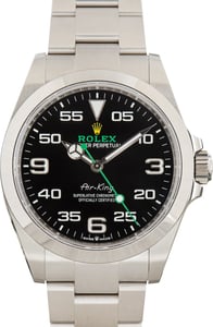 Pre-Owned Black Arabic Dial Rolex Air-King Stainless Steel Ref 126900