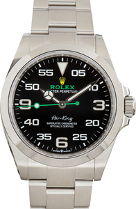 Used Stainless Steel Rolex Air-King 126900 Black Arabic Dial