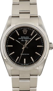Rolex Air-King 34MM Stainless Steel, Oyster Band Black Index Dial, B&P (2000)