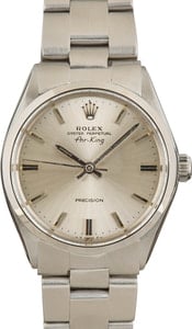 Rolex Air-King 34MM Stainless Steel, Smooth Bezel Silver Index Dial, Oyster Band (1970)