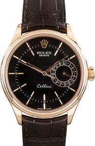 Pre-Owned Rolex Cellini Black Guilloche Dial ref 50515