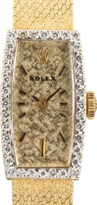 Vintage Yellow Gold Ladies Rolex Cocktail Watch Diamond Bezel