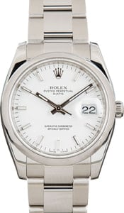 Used Rolex Date Stainless Steel 115200 White Dial