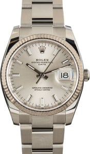 Pre-owned Rolex Date 115234 Silver Dial