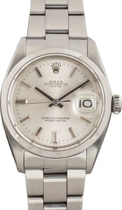 Vintage Stainless Steel Rolex Date Silver Dial Ref 1500