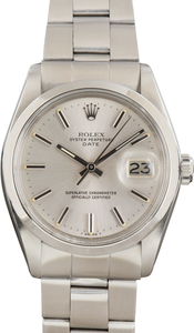 Pre-Owned Rolex Date Stainless Steel Ref 1500 Silver Dial
