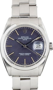 Vintage Rolex Date Blue Dial Ref 1500 Oyster Rivet