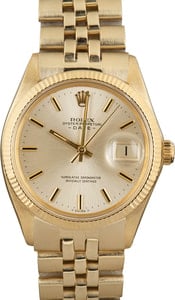 Rolex Date 34MM Champagne Index Dial, 14k Gold American Oval Link Jubilee (1972)