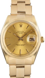 Vintage Yellow Gold Rolex Date Champagne Dial Ref 1503