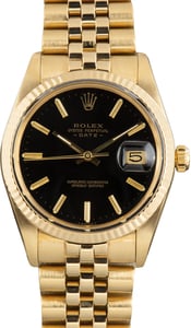 Used 18k Yellow Gold Rolex Date 15037 Black Dial
