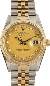 Rolex Date 34MM Steel & 14k Yellow Gold Champagne Dial, Jubilee Band (1981)