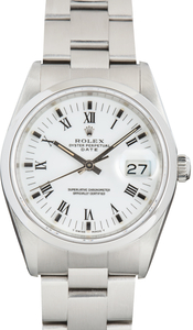 Pre-Owned Stainless Steel Oyster Rolex Date Ref 15200 White Dial