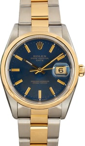 Used Two Tone Rolex Date Ref 15203 Blue Dial