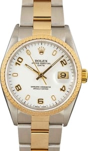 Rolex Date 15223 White Arabic Dial