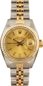 Rolex Date 26MM Steel & 18k Gold, Fluted Bezel Champagne Dial, Rolex Papers (1982)