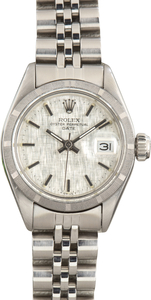 Vintage Ladies Rolex Date Ref 6919 Silver Linen Dial