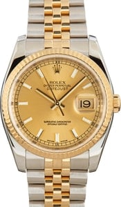 Pre-owned Rolex Datejust 116233 Champagne Index Dial