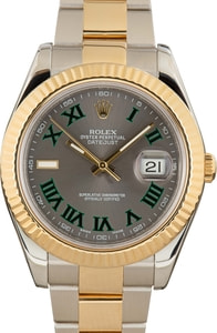 Rolex Datejust 41MM Steel & 18k Gold, Wimbledon Slate Roman Dial, Rolex Box (2010)